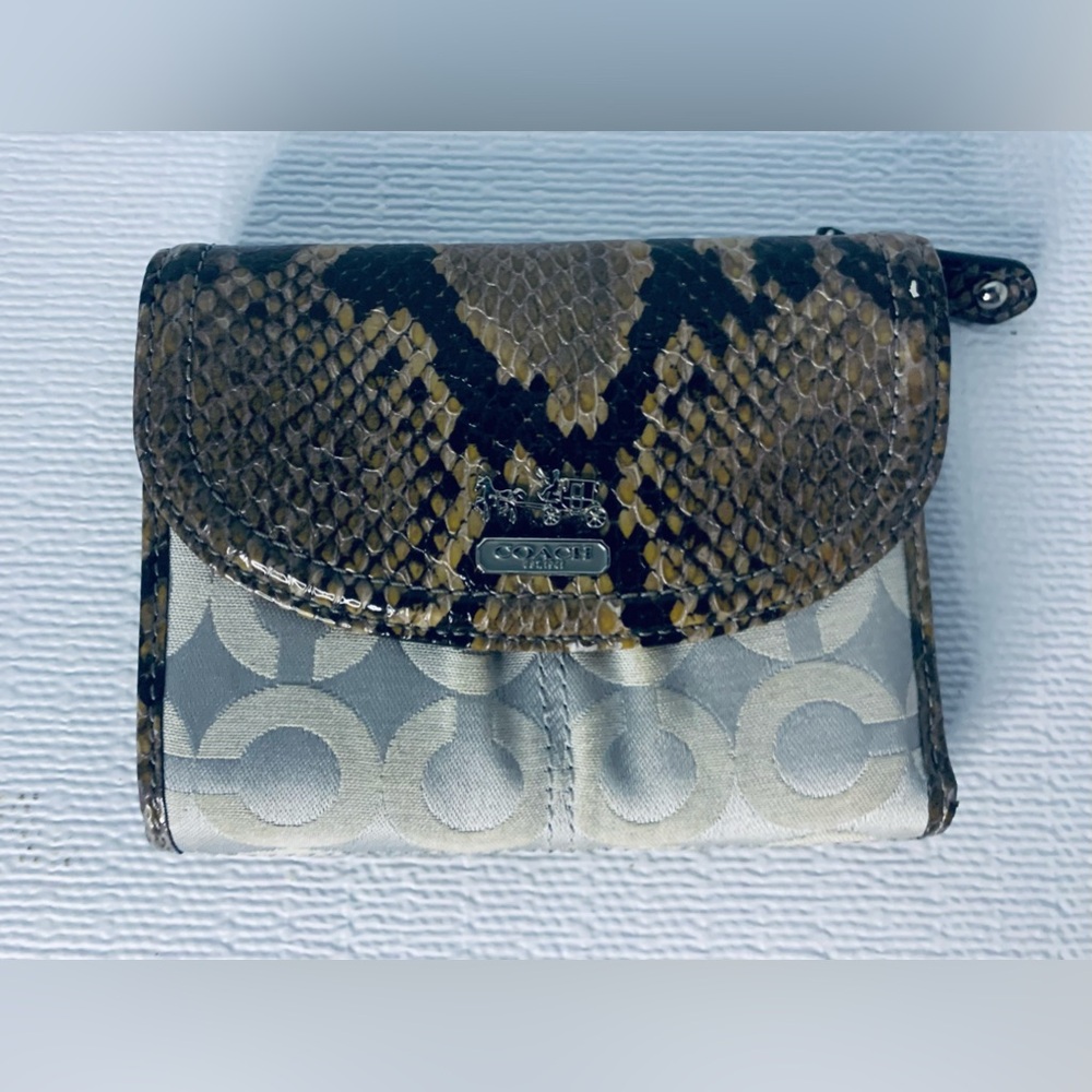 Coach Trifold Snake Print Wallet